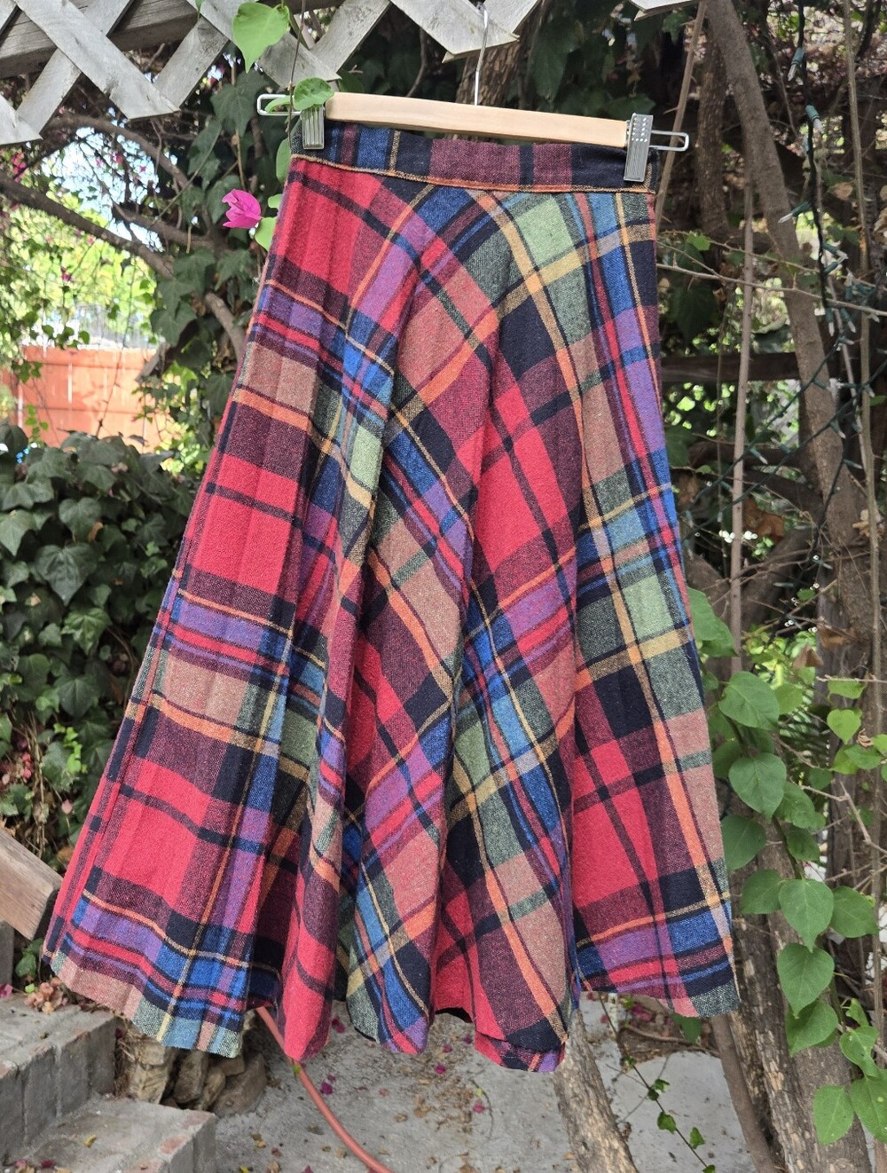 Vintage 70s Plaid Skirt XS